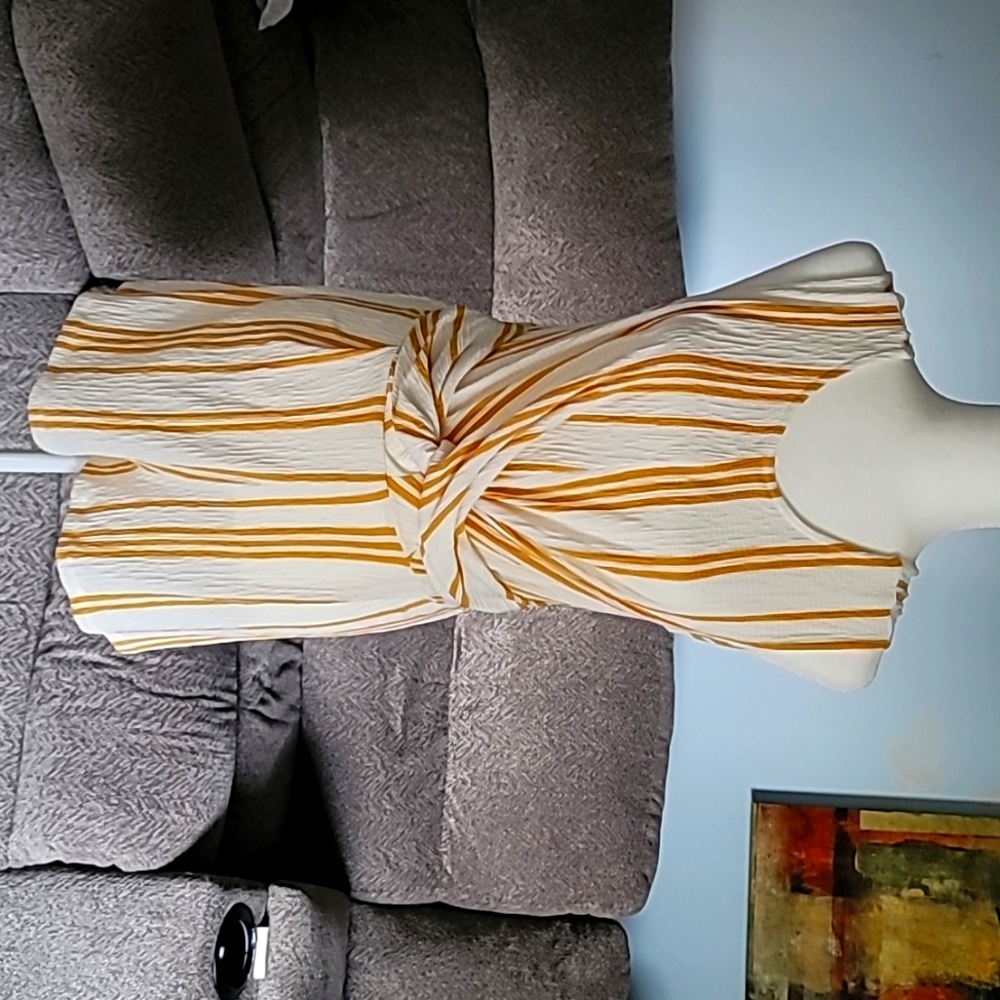 Romper, size medium, cream and yellow